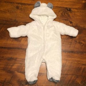 Baby Warm Fur Plush Bunny Onesie Jumpsuit